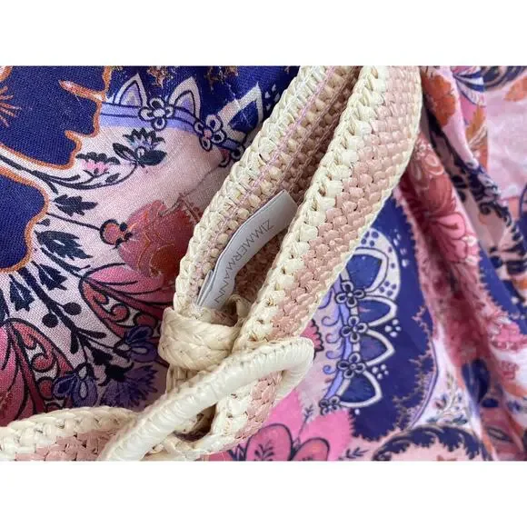 Zimmermann Laurel Billow Belted Puff Sleeve Midi Linen Dress Pink Purple - Picture 14 of 16